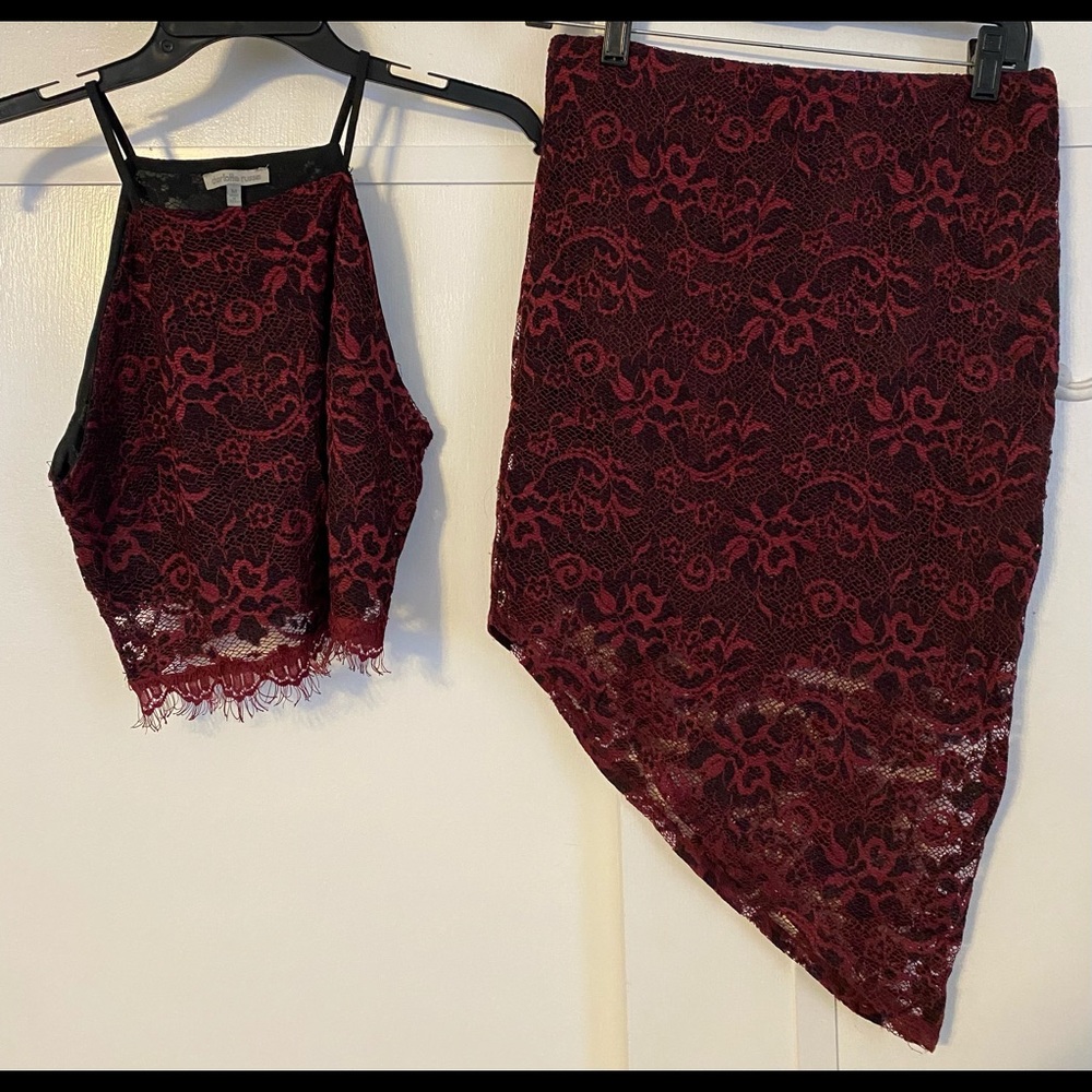 Charlotte Russe red and black lace matching set size medium